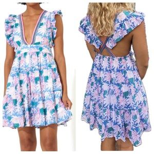 Oliphant Cross Back Cayman Blue Mini Dress tuckernuck